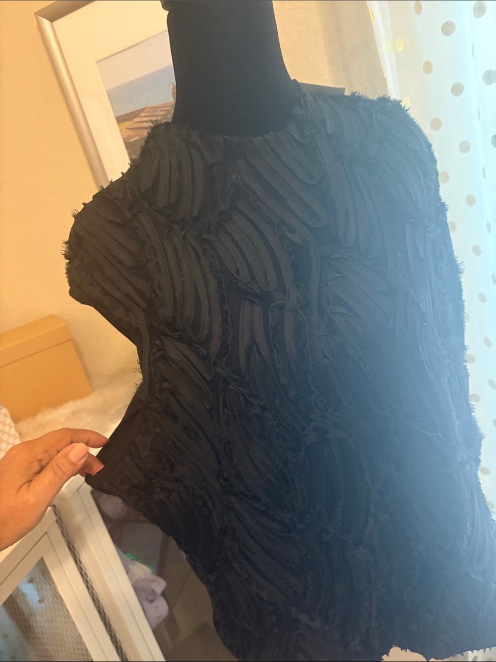 Versona Black Textured Sleeveless high neck  Top xxl - Picture 2 of 5